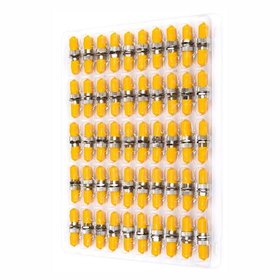 50-Pack ST to ST Fiber Optic Coupler Adapter, Simplex Single Mode (SM) Barrel Connector, Female to Female Bulkhead Mount, Yellow