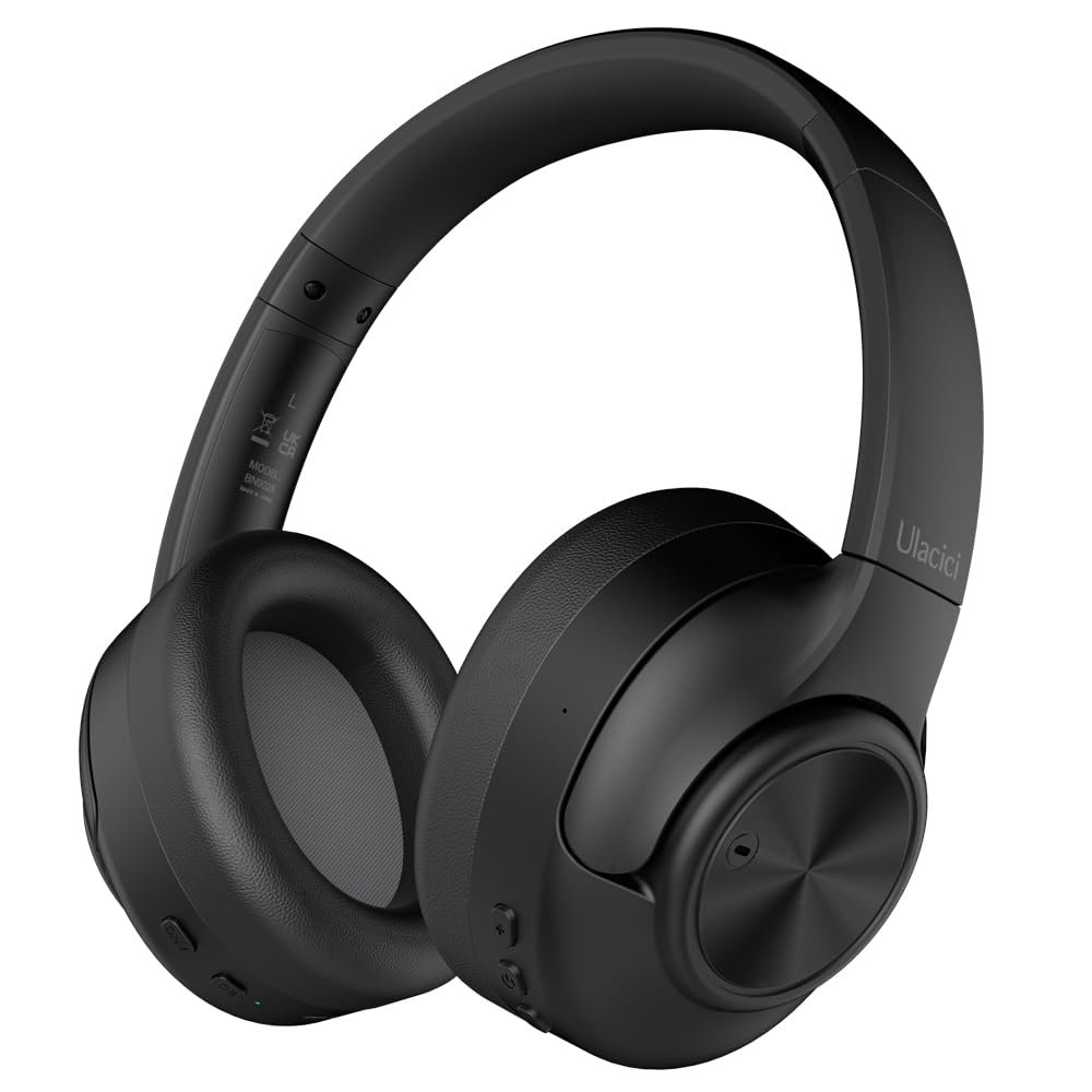 Ulacici Active Noise Cancelling Headphones: Hybrid Bluetooth Headphones Over Ear with HiFi Audio - Wireless Headset 60H Playtime for Android Bluetooth Devices