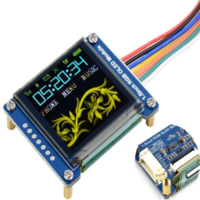 1.5inch RGB OLED Display Module 128128 Pixels, 65K RGB Display Colors, SPI Interface Compatible with Raspberry Pi 5/ Pi 4B/ Pi 3B+ Pi3B/ Pi Zero/Pi Zero 2W/Arduino/STM32, etc.
