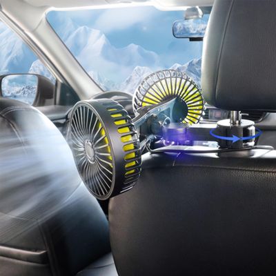 ASANDH Car Fan, Dual Head USB Car Fans for backseat for kids, 3-Speed Air Speed and 360 Rotating Rear Seat Cooling Carseat Fan 5V Powerful Air Circulation Fan for Sedan SUV RV Truck