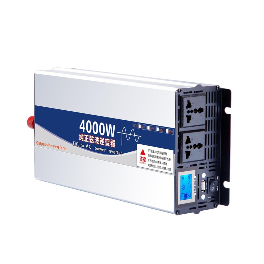 2000W Pure Sine Wave Inverter 12V 24V 48V 60V to 110V 230V 4000W Peak Power Converter DC to AC with LCD Display, for Car Boat Truck RV Solar Power,48V to 110V