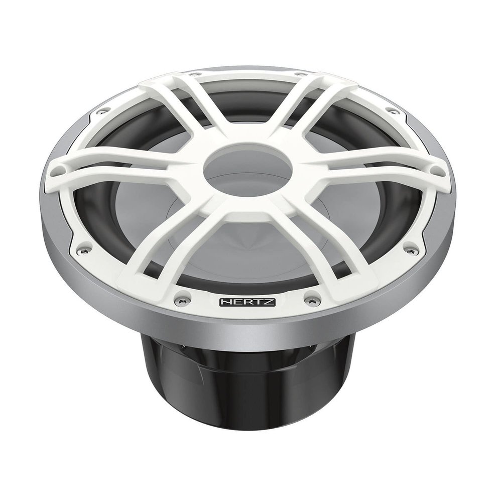 HERTZ HMS 10 S2-LD-SW - 10" 2-Ohm Marine Subwoofer with RGB LEDs, White Sport Grille
