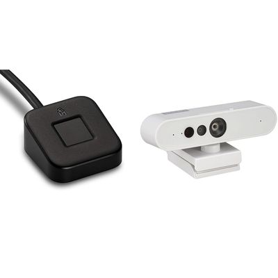 Kensington VeriMark Desktop USB Fingerprint Key Reader - Windows Hello & Lenovo HD 1080p Webcam (510 FHD) - Monitor Camera with 4X Digital Zoom, 95 Wide Angle, 360 Rotation Pan