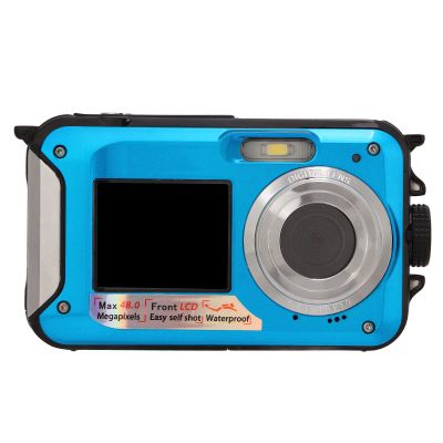 Dpofirs Underwater Camera, 10ft Camera, Full HD 2.7K 48MP, 16X Digital Zoom, Underwater Digital Camera with Selfie Dual Screen, DV Digital Camera for Snorkeling (Blue)