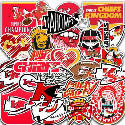 35PCS Kansas Stickers City Pack Chief  Football Kansas and Rugby Decals for Water Bottle, Laptop, Car, Helmet, Scrapbook  Waterproof Vinyl Kansas Gifts City for Kids Teens Adults Fans