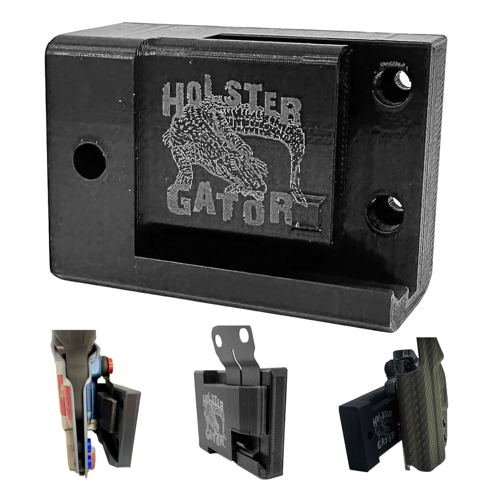 Holster Gator Tactical Mount, Belt Clip Holster Holder for Car, Truck, Desk & Wall, Storage for Vehicle, Home, Office, Includes Sticky Dash Installation Kit Compatible with QuickClip