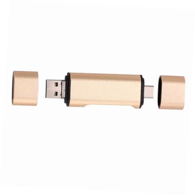 Hoement USB Type-c Dual Reader for Phone and Computer Compact OTG Adapter for Backup Compatible with Tf Cards Gold Finish