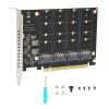 M.2 PCIE Adapter, 4 Port M.2 NVMe SSD to PCIE X16 Adapter Card, M Key Hard Drive, 32 Gbps, LED Indicators, for PCIE Split or PCIE (ph44) view 1