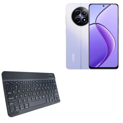 BoxWave Keyboard Compatible with Realme 12+ 5G - SlimKeys Bluetooth Keyboard, Portable Thin with Chiclet-Style Keys - Jet Black
