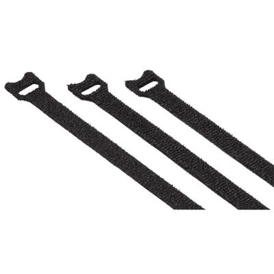 Hook and Loop Cable Ties Reusable 12 x 200 mm Black 20 Pp.