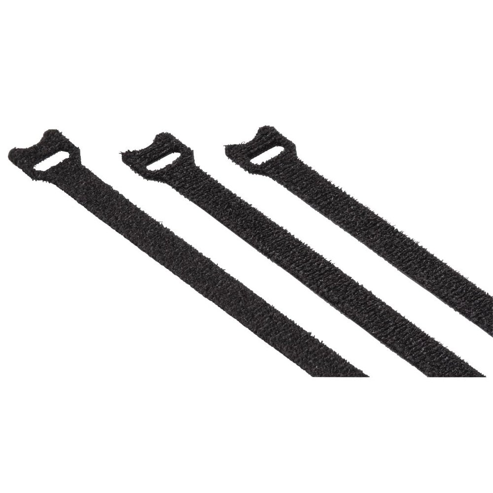 Hook and Loop Cable Ties Reusable 12 x 200 mm Black 20 Pp.