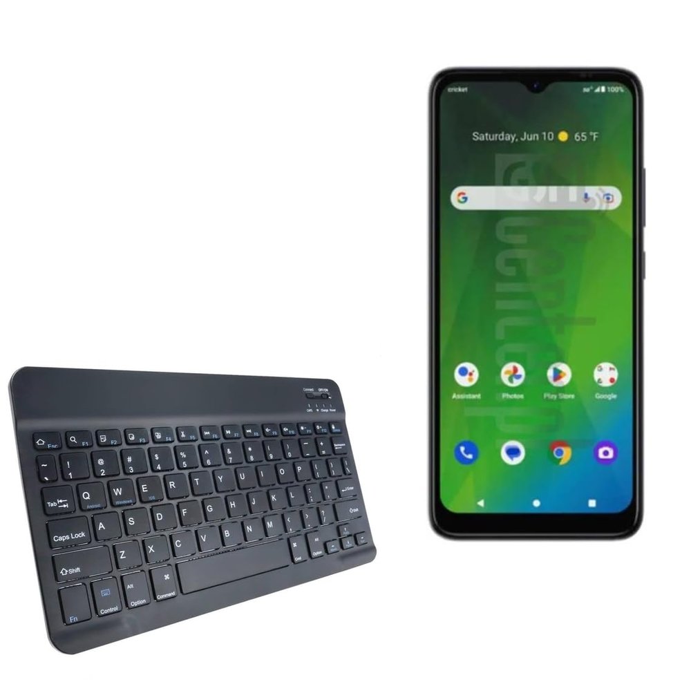 BoxWave Keyboard Compatible with Cricket Icon 5 - SlimKeys Bluetooth Keyboard, Portable Thin with Chiclet-Style Keys - Jet Black