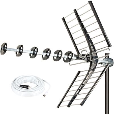 200 Mile Outdoor TV Antenna Long Range  Five Star Digital HDTV Antenna for Free Local Channels, 4K 1080p, ATSC 3.0 NextGen TV, VHF UHF Signal, Weather Resistant with Easy Installation