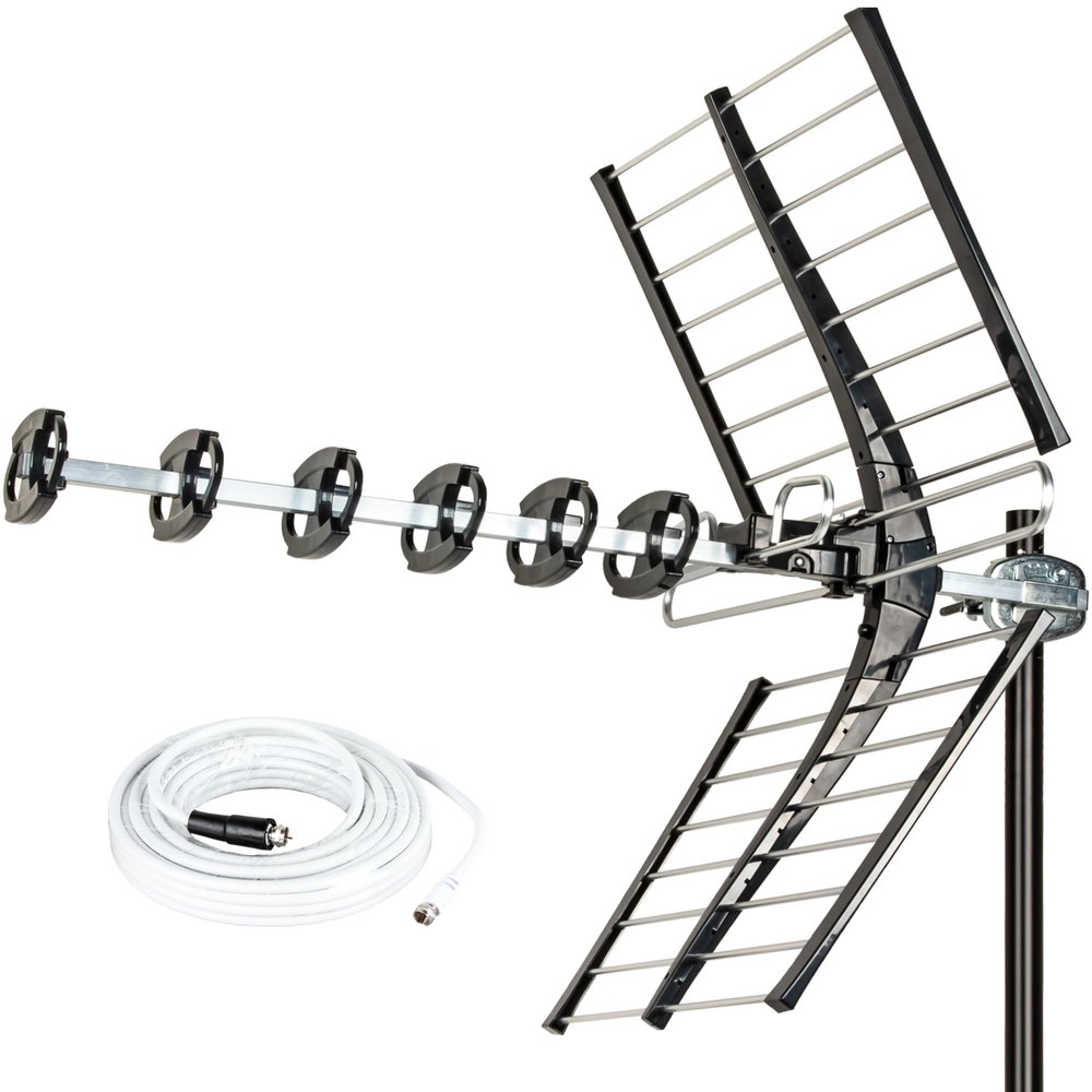 200 Mile Outdoor TV Antenna Long Range  Five Star Digital HDTV Antenna for Free Local Channels, 4K 1080p, ATSC 3.0 NextGen TV, VHF UHF Signal, Weather Resistant with Easy Installation