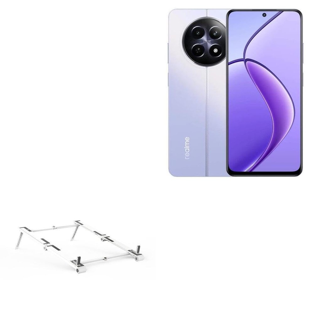 BoxWave Stand and Mount Compatible with Realme 12+ 5G - Pocket Aluminum Stand 3-in-1, Portable Multi Angle Viewing Riser - Metallic Silver