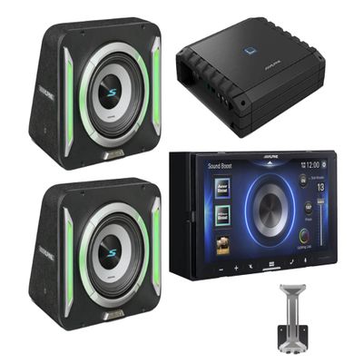 Alpine ILX-W670 Receiver, 2 S2-SB8 PrismaLink Subwoofer S2-A60M Amplifier, KTX-LK8 Bundle
