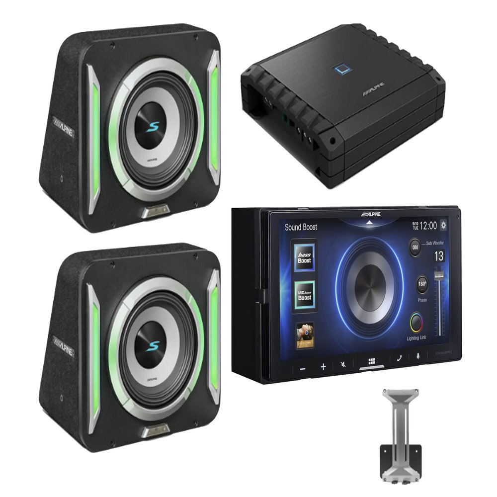 Alpine ILX-W670 Receiver, 2 S2-SB8 PrismaLink Subwoofer S2-A60M Amplifier, KTX-LK8 Bundle