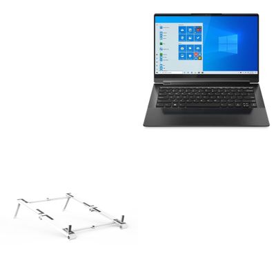 BoxWave Stand and Mount Compatible with Lenovo Yoga 9i - Pocket Aluminum Stand 3-in-1, Portable Multi Angle Viewing Riser - Metallic Silver