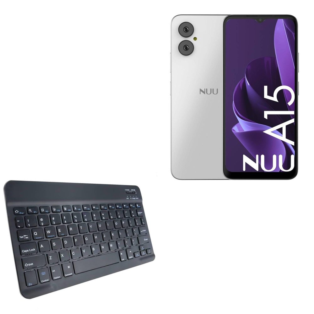 BoxWave Keyboard Compatible with NUU Mobile A15 - SlimKeys Bluetooth Keyboard, Portable Thin with Chiclet-Style Keys - Jet Black