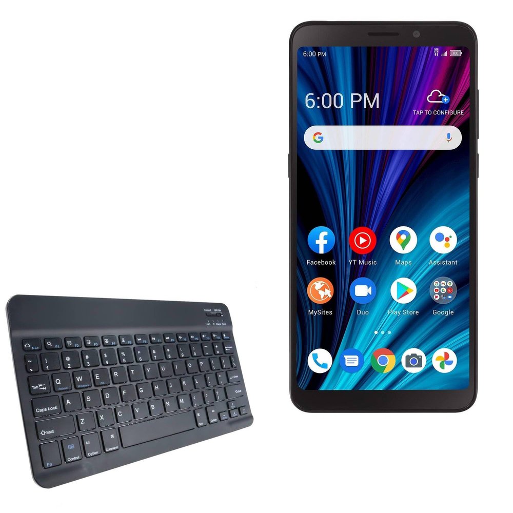 BoxWave Keyboard Compatible with TCL A3X - SlimKeys Bluetooth Keyboard, Portable Thin with Chiclet-Style Keys - Jet Black