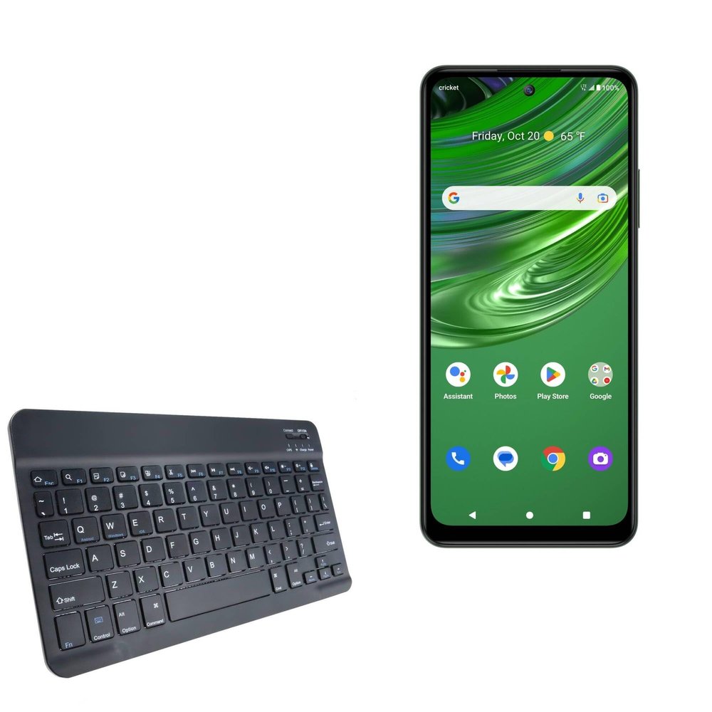 BoxWave Keyboard Compatible with Cricket Outlast - SlimKeys Bluetooth Keyboard, Portable Thin with Chiclet-Style Keys - Jet Black