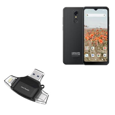 BoxWave Smart Gadget Compatible with Consumer Cellular IRIS Connect - AllReader SD Card Reader, microSD Card Reader SD Compact USB - Jet Black