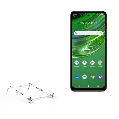 BoxWave Stand and Mount Compatible with Cricket Outlast - Pocket Aluminum Stand 3-in-1, Portable Multi Angle Viewing Riser - Metallic Silver