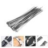 NPQPNAFC 100pcs stainless steel cable tie wire ties chain link fence t post cord tie cable ties heavy duty zipper stainless zip ties exhaust wrap zip ties heavy duty adjustable pipeline Ties, Silver view 4