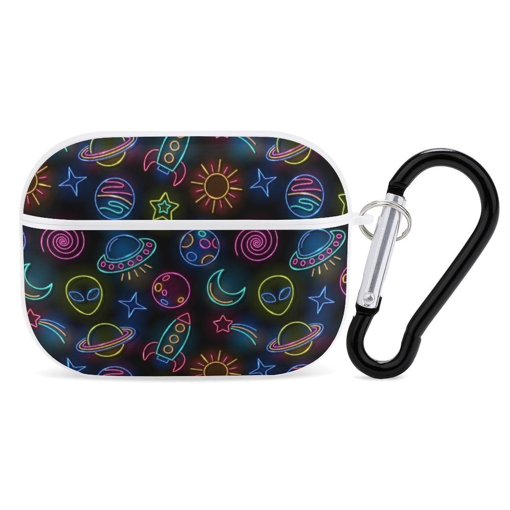 Space Neon Lamp Symbols Compatible with AirPods Pro Case Cover,Shock-Proof PC Full Protective Cover Compatible for Airpods Pro,Supports Wireless Charging Front LED Visible