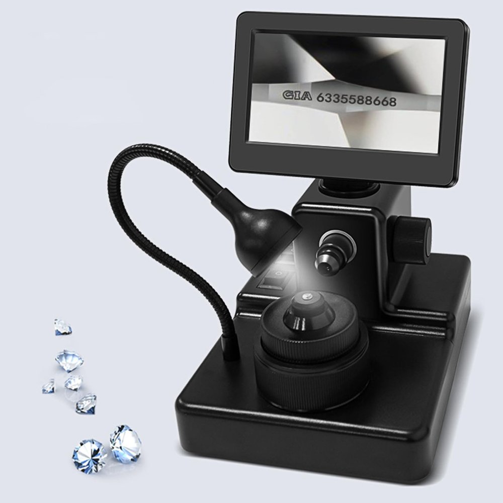 4.3Inch LCD Digital Microscope, Digital Diamond Girdle Viewer, 50-1000X Magnification, Biological Microscope Kit, Accurate Identification, for Diamond Inscription Viewer