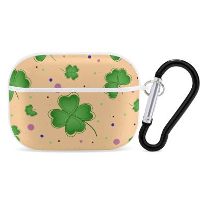 Nisza Nice Lucky Clovers on Yellow Compatible with AirPods Pro Case Cover,Shock-Proof PC Full Protective Cover Compatible for Airpods Pro,Supports Wireless Charging Front LED Visible, white-style-3