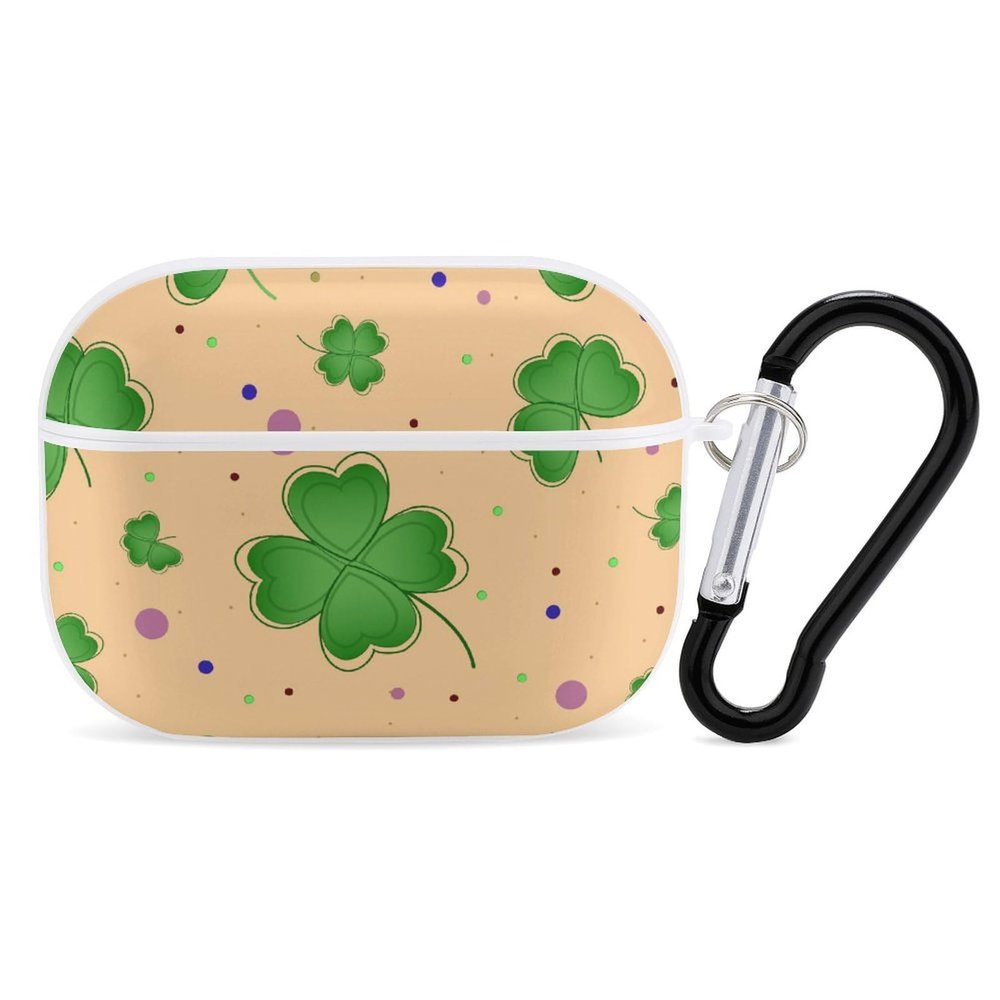 Nisza Nice Lucky Clovers on Yellow Compatible with AirPods Pro Case Cover,Shock-Proof PC Full Protective Cover Compatible for Airpods Pro,Supports Wireless Charging Front LED Visible, white-style-3