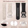 TOYOUTHS 2 Pack Compatible with Fitbit Versa Watch Bands Women Floral Engraved Soft Silicone Dressy Embossed Flower Strap Replacement for Versa 2 Special Edition, Starlight+Black view 3