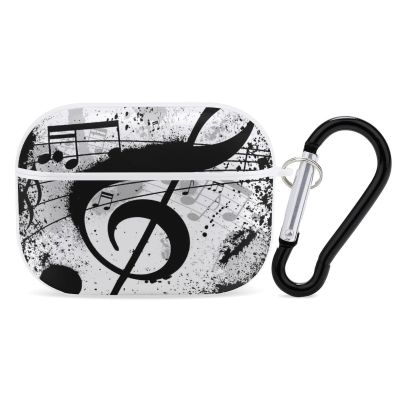 Nisza Ink-blots-Treble-Clef Pattern Compatible with AirPods Pro Case Cover,Shock-Proof PC Full Protective Cover Compatible for Airpods Pro,Supports Wireless Charging Front LED Visible, white-style-1