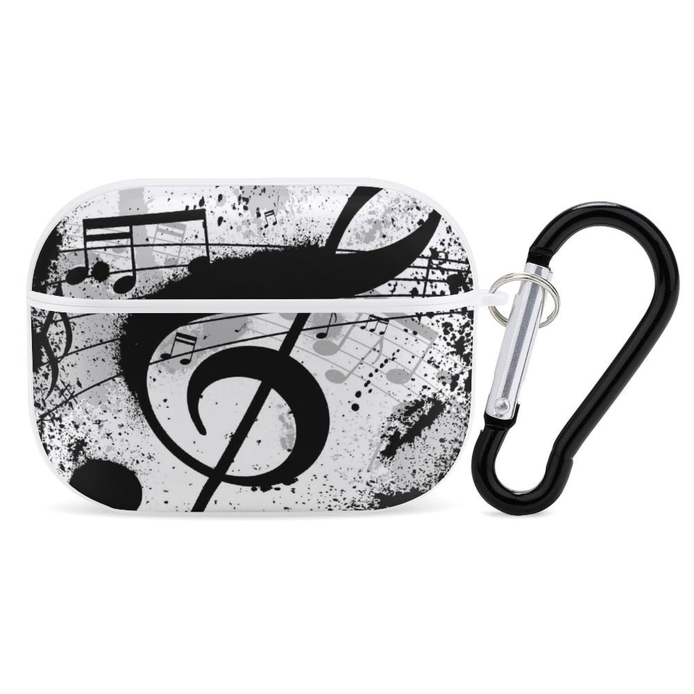 Nisza Ink-blots-Treble-Clef Pattern Compatible with AirPods Pro Case Cover,Shock-Proof PC Full Protective Cover Compatible for Airpods Pro,Supports Wireless Charging Front LED Visible, white-style-1