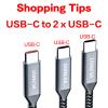 100W 2-in-1 USB-C Cable 4FT, Dual USB C 5A Fast Charging, Splitter Multi USB Type C Charge for MacBook Air, iPhone 15 Plus/Pro Max, iPad Pro, Samsung Galaxy S24 S23 S22, Tab S9, Lenovo, Dell Laptop view 2