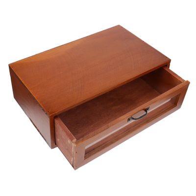 1 PC desktop storage box wooden drawer glass holder laptop monitors Desk Organizer desk shelf riser monitor stand shelf Stationery Organizer Jewelry Storage Cabinet Desktop Decor ( Color : Marrom , Si