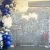 Silver Shimmer Wall Backdrop Sequin Panel - 36 Piece Party Background Decorative Panel view 1