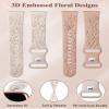TOYOUTHS 2 Pack Compatible with Fitbit Versa Watch Bands Women Floral Engraved Soft Silicone Dressy Embossed Flower Strap Replacement for Versa 2 Special Edition, Starlight+Nude view 3