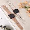 TOYOUTHS 2 Pack Compatible with Fitbit Versa Watch Bands Women Floral Engraved Soft Silicone Dressy Embossed Flower Strap Replacement for Versa 2 Special Edition, Starlight+Nude view 4