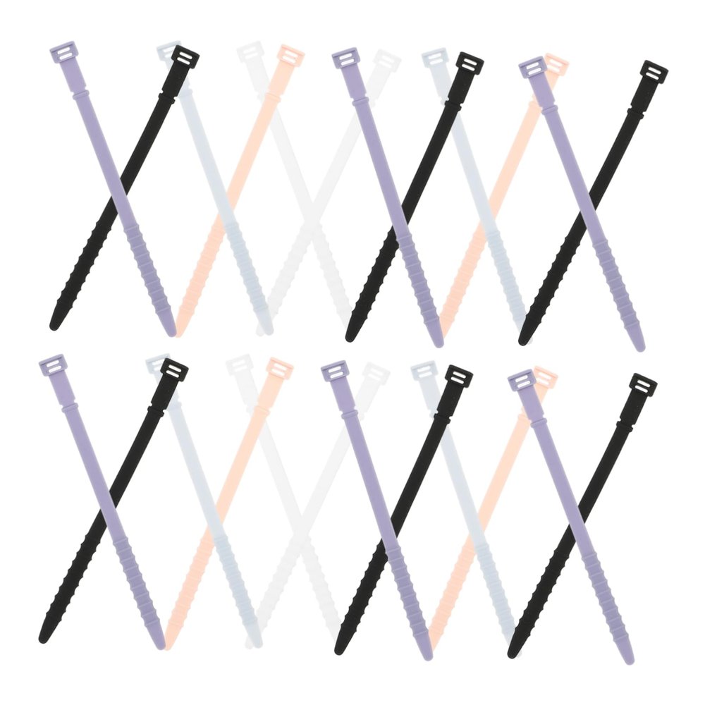 NPQPNAFC 40pcs Silicone Tie Reusable Cable Zip Tie Food Bags Cord Zip Ties Zip Ties for Headphone Cable Snap Lock Cable Ties Cord Organizer Silicone Cable Ties Zipper Silica Gel Earphone Ties