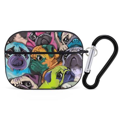 Nisza Portrait of Many Pugs Compatible with AirPods Pro Case Cover,Shock-Proof PC Full Protective Cover Compatible for Airpods Pro,Supports Wireless Charging Front LED Visible, black-style-2