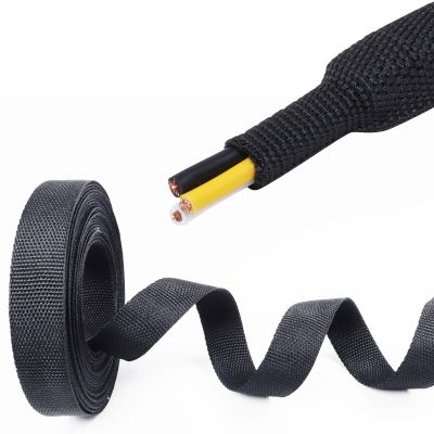 1/2" 18FT Heat Shrink Braid Sleeve, 2:1 Ratio Shrinkable Braid Tube for Wire Management Automotive Marine Cable Protection Sleeve Bundle Irregular Tubes