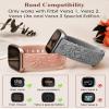 TOYOUTHS 2 Pack Compatible with Fitbit Versa 2/Versa Lite/Versa Watch Bands for Women Floral Engraved Soft Silicone Dressy Embossed Flower Strap Replacement for Versa 2 Special Edition, Gray+Pink view 2