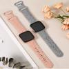 TOYOUTHS 2 Pack Compatible with Fitbit Versa 2/Versa Lite/Versa Watch Bands for Women Floral Engraved Soft Silicone Dressy Embossed Flower Strap Replacement for Versa 2 Special Edition, Gray+Pink view 4