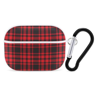 Nisza Red Tartan Plaid Pattern Compatible with AirPods Pro Case Cover,Shock-Proof PC Full Protective Cover Compatible for Airpods Pro,Supports Wireless Charging Front LED Visible, white-style