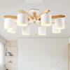 SteFik Simple 8-Lights Wooden Chandeliers White Lamps Solid Wood Living Room - Light Learn The Bar with Very Simple Ceiling Pendant Lamp E27 Lighting Device,Pendant view 2
