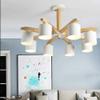 SteFik Simple 8-Lights Wooden Chandeliers White Lamps Solid Wood Living Room - Light Learn The Bar with Very Simple Ceiling Pendant Lamp E27 Lighting Device,Pendant view 3