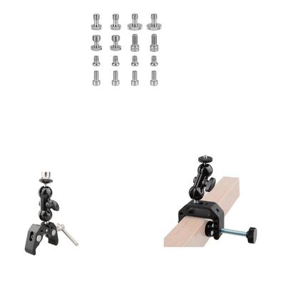 CAMVATE 1/4"-20 & 3/8"-16 & M5 Thread Screw + Crab clamp + Camera Clamp Mount