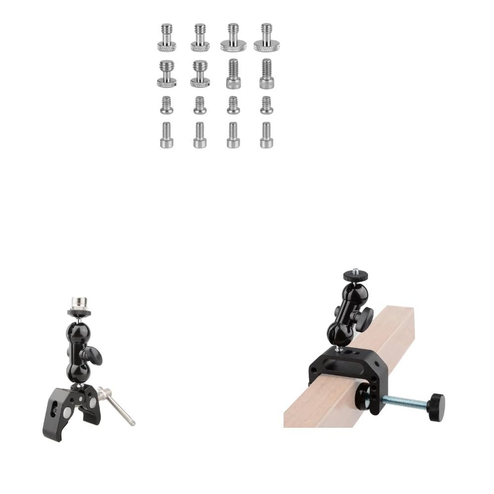 CAMVATE 1/4"-20 & 3/8"-16 & M5 Thread Screw + Crab clamp + Camera Clamp Mount